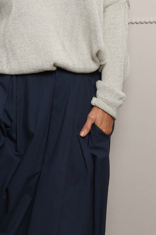 Wilfreda Puffball Cotton Skirt Navy - Image 3