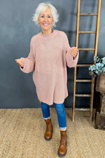 Gretchen Dipped Knitted Jumper Pink Pink - Gretchen Dipped Knitted Jumper Pink