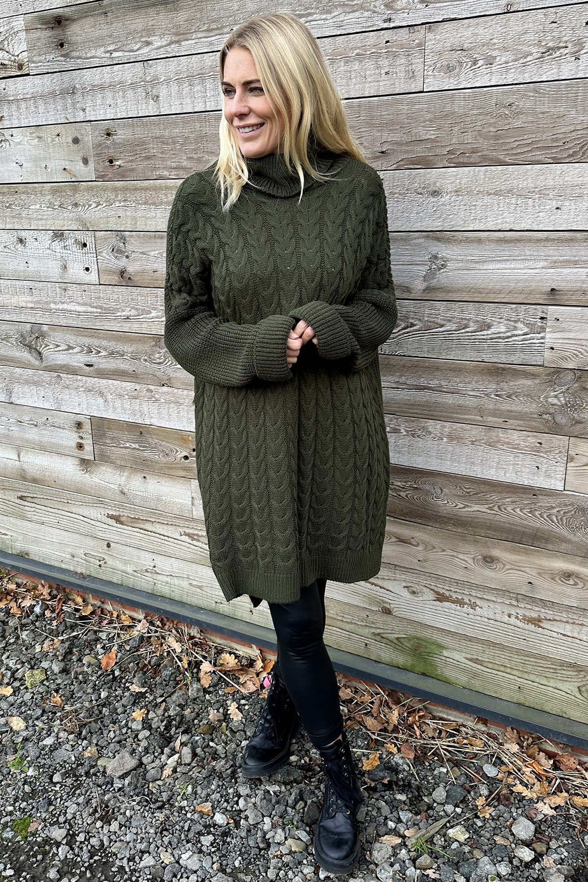 Clover Cable Knit Tunic Khaki