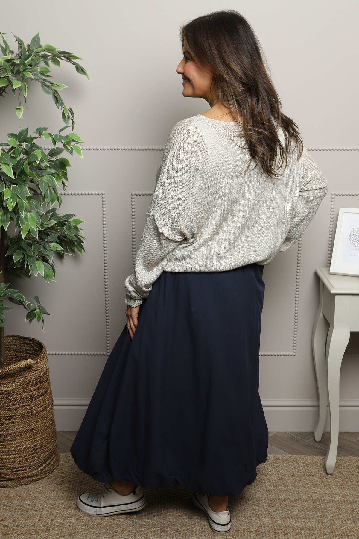 Wilfreda Puffball Cotton Skirt Navy