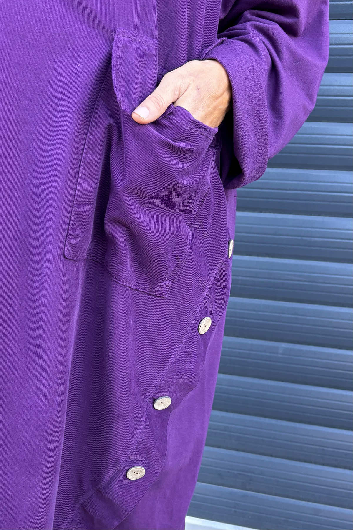 Esther Button Detail Cotton Dress Purple