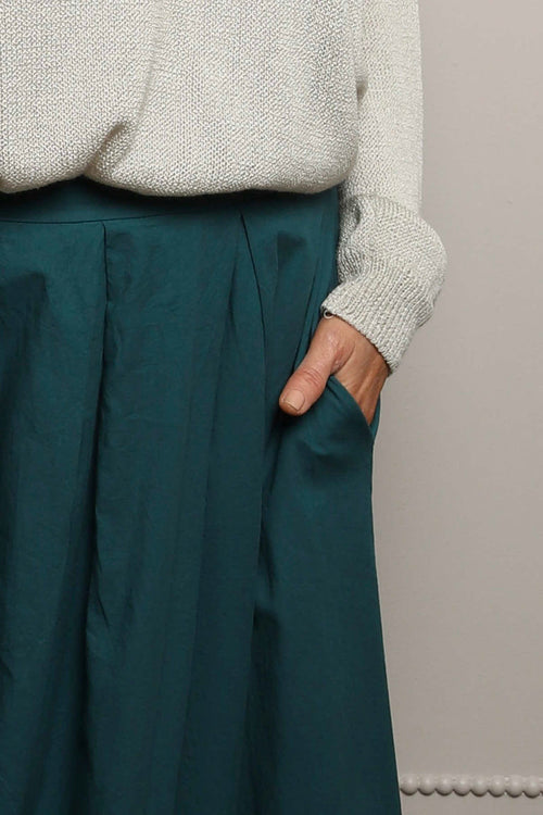 Wilfreda Puffball Cotton Skirt Teal - Image 3