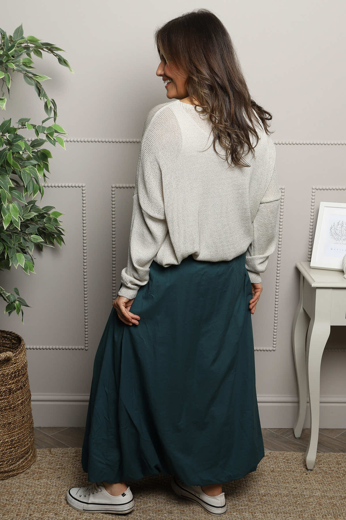 Wilfreda Puffball Cotton Skirt Teal