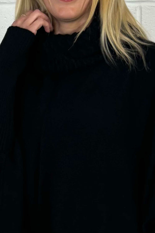 Isadora Polo Neck Knitted Jumper Black - Image 3