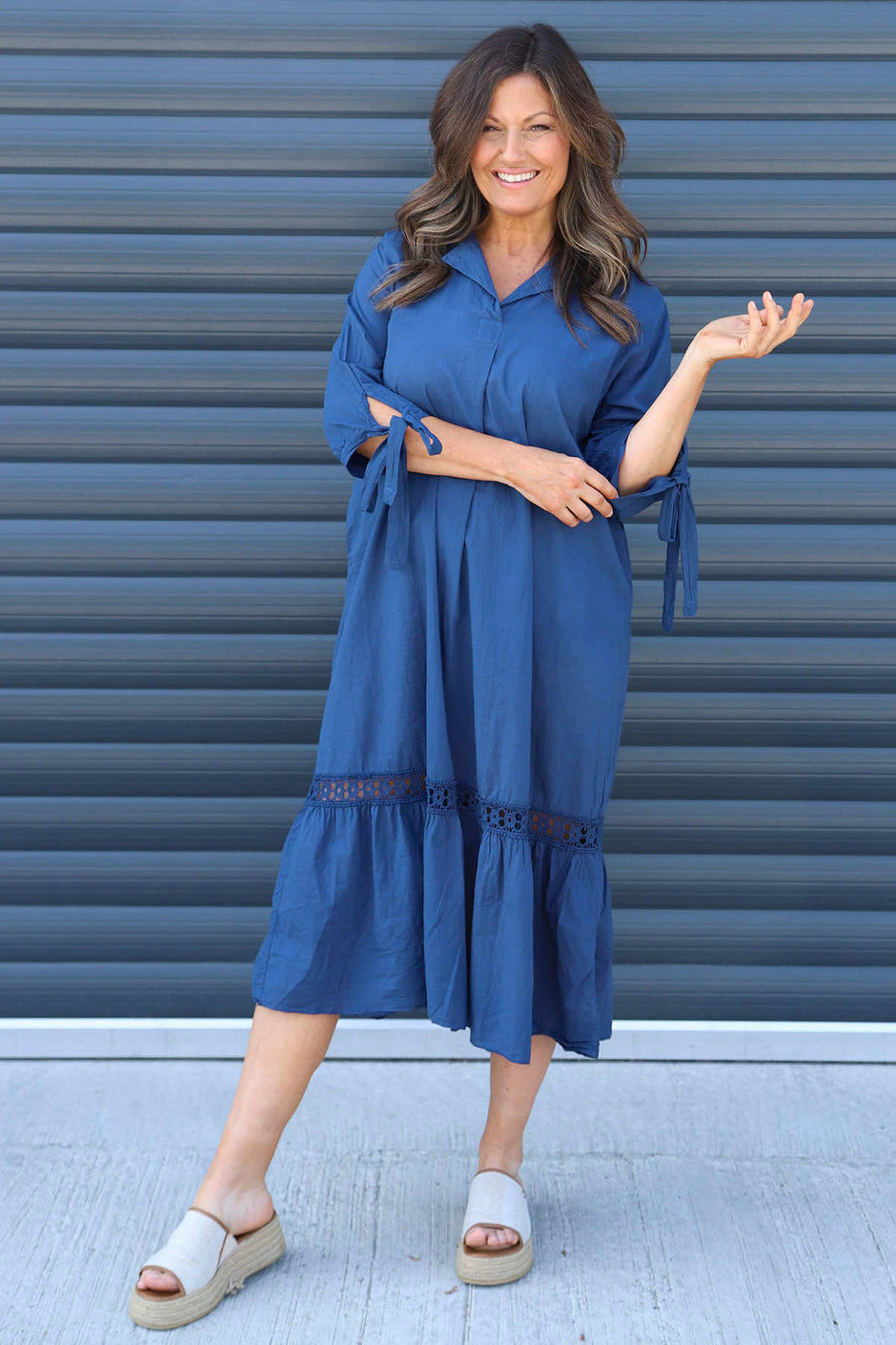 Henrietta Cotton Dress Navy