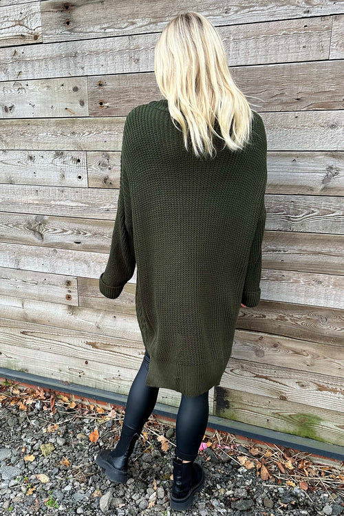 Clover Cable Knit Tunic Khaki - Image 4