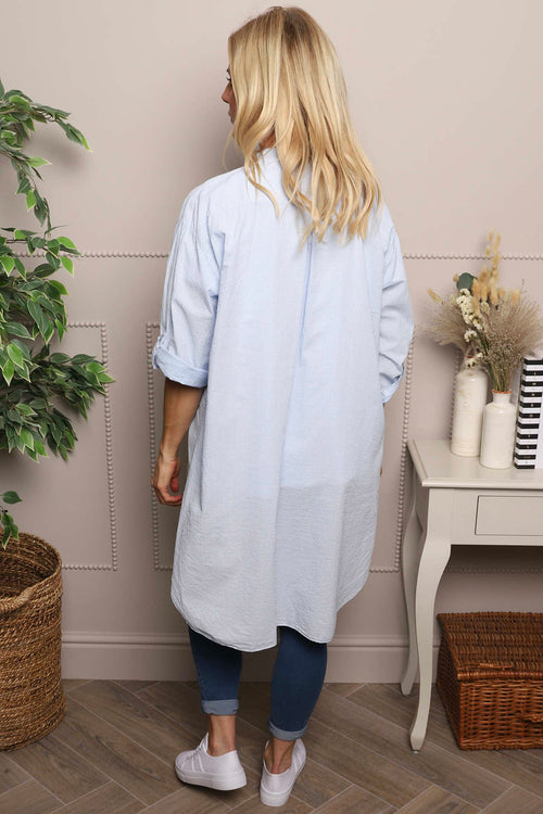 Amelia Stripe Cotton Shirt Light Blue - Image 4