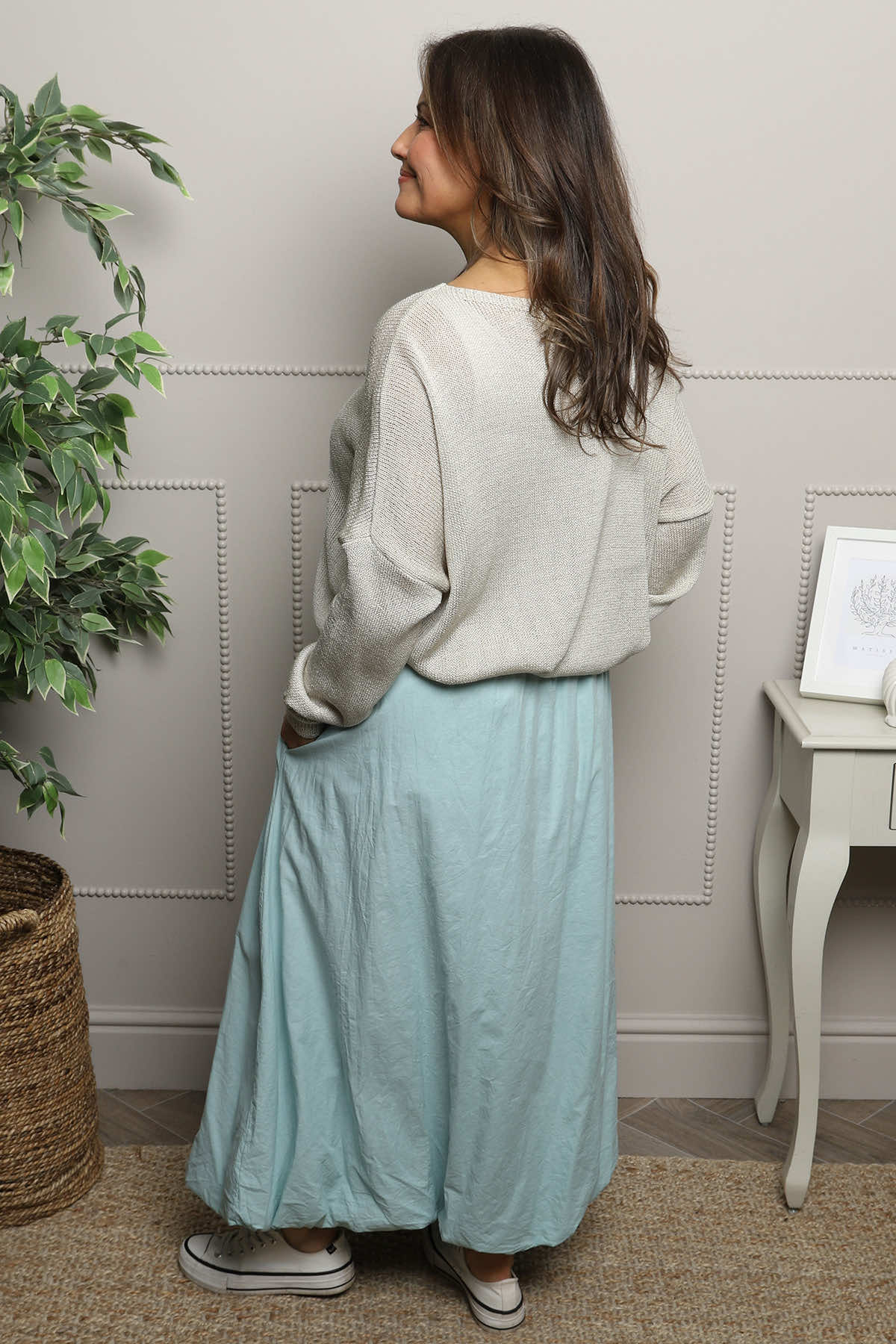Wilfreda Puffball Cotton Skirt Sage Green
