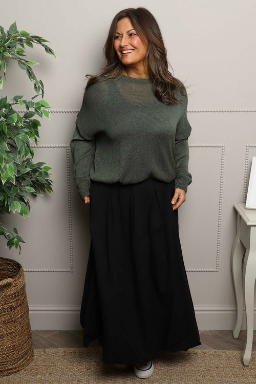 Wilfreda Puffball Cotton Skirt Black - Image 1