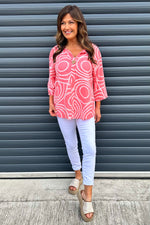 Assisi Circle Detail Cotton Top Coral Coral - Assisi Circle Detail Cotton Top Coral