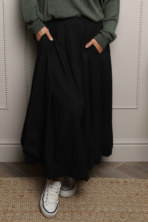 Wilfreda Puffball Cotton Skirt Black - Image 2