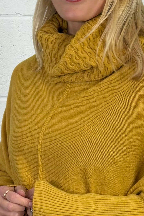 Isadora Polo Neck Knitted Jumper Mustard - Image 3