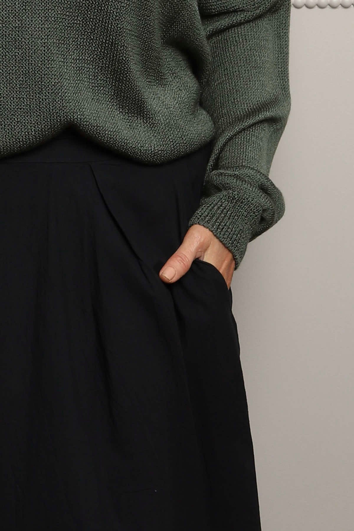 Wilfreda Puffball Cotton Skirt Black