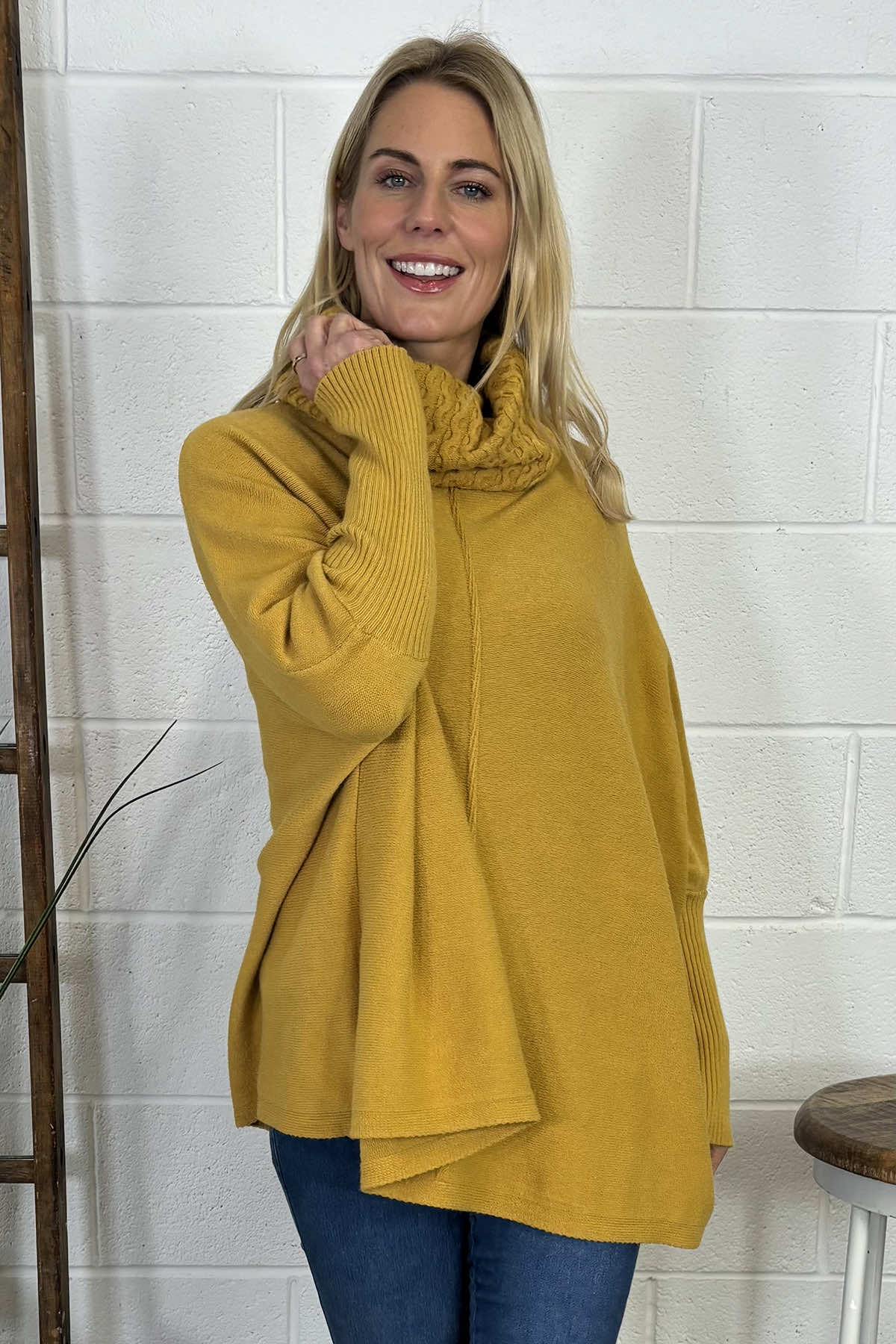 Isadora Polo Neck Knitted Jumper Mustard