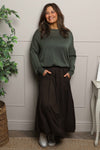 Wilfreda Puffball Cotton Skirt Cocoa