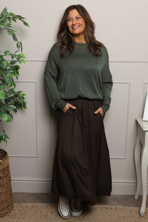 Wilfreda Puffball Cotton Skirt Cocoa - Image 1