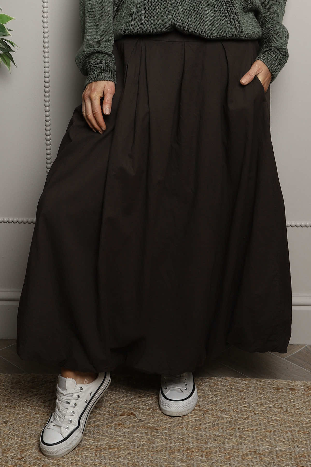 Wilfreda Puffball Cotton Skirt Cocoa