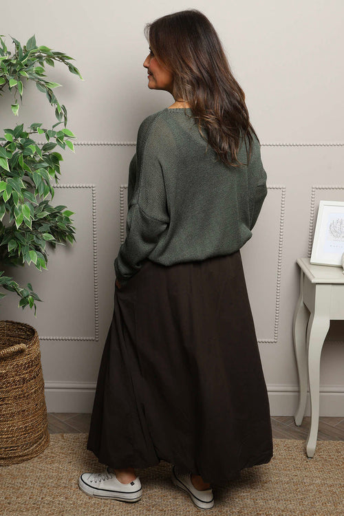 Wilfreda Puffball Cotton Skirt Cocoa - Image 4