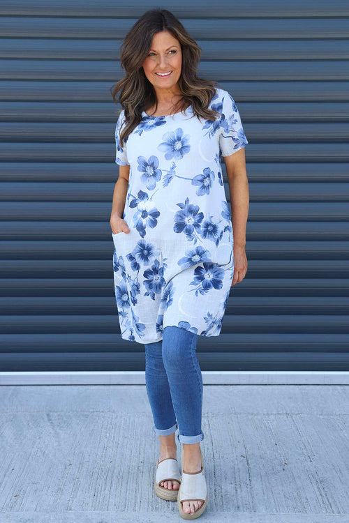 Velora Floral Cotton Tunic Grey - Image 2