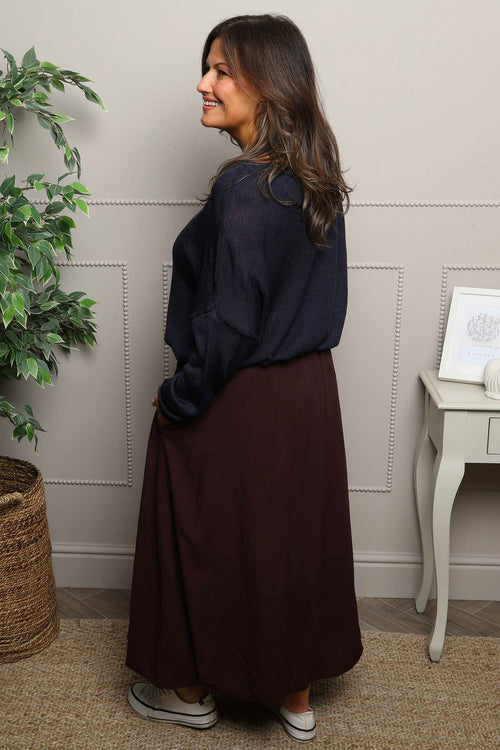 Wilfreda Puffball Cotton Skirt Burgundy - Image 4
