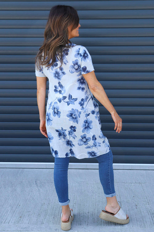 Velora Floral Cotton Tunic Grey - Image 4