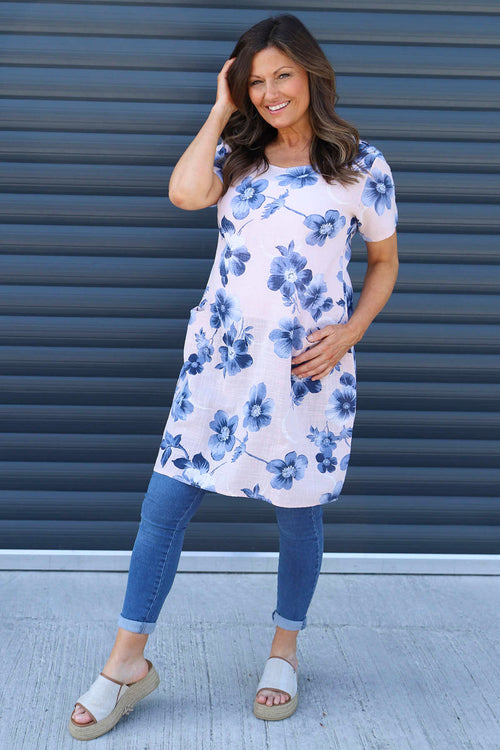 Velora Floral Cotton Tunic Pink - Image 2