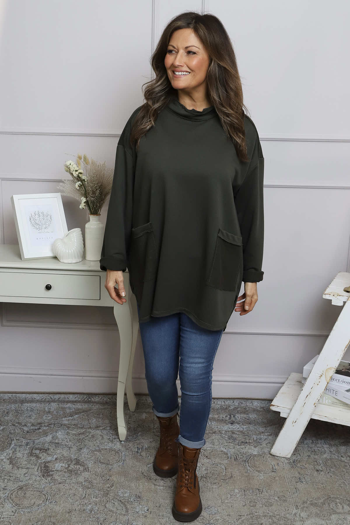 Katherine Cowl Pocket Top