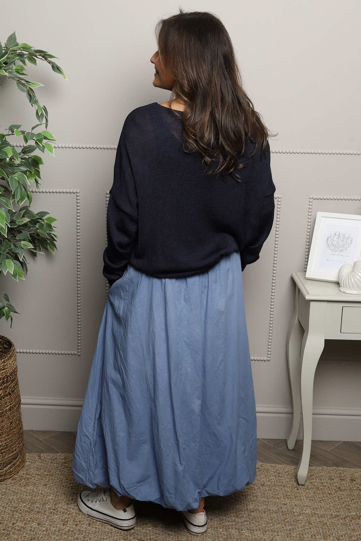 Wilfreda Puffball Cotton Skirt Blue