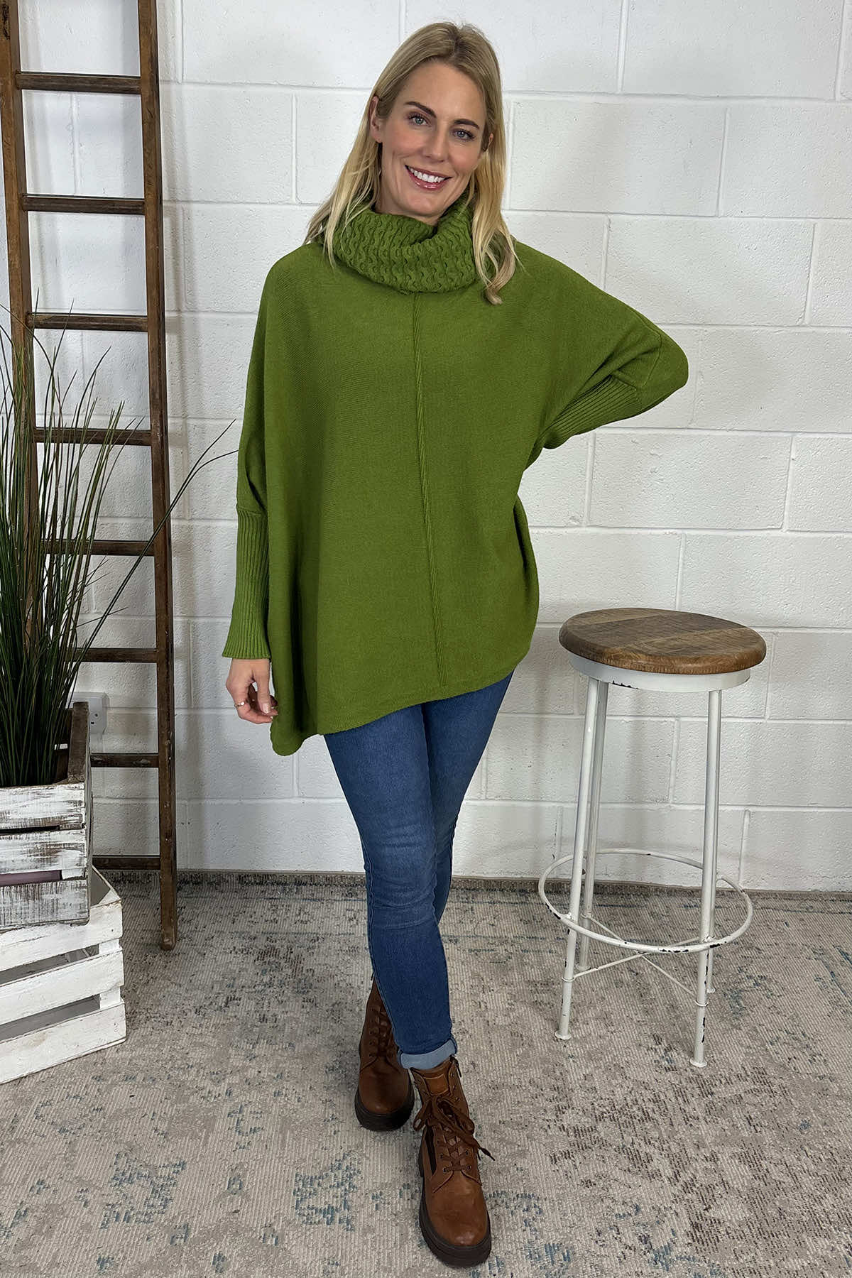 Isadora Polo Neck Knitted Jumper Green