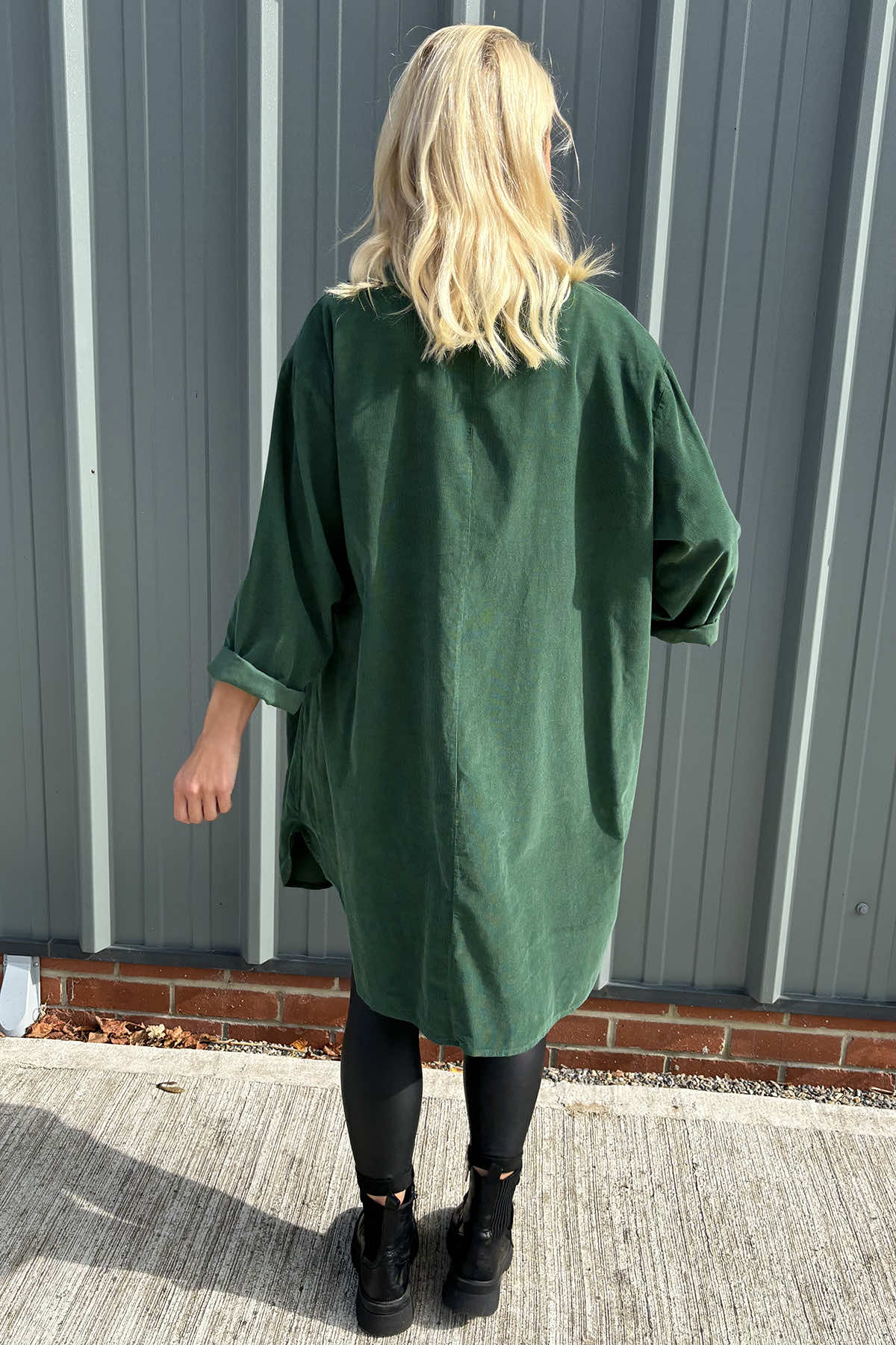 Caggia Pocket Needlecord Tunic Bottle Green