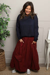 Wilfreda Puffball Cotton Skirt Wine