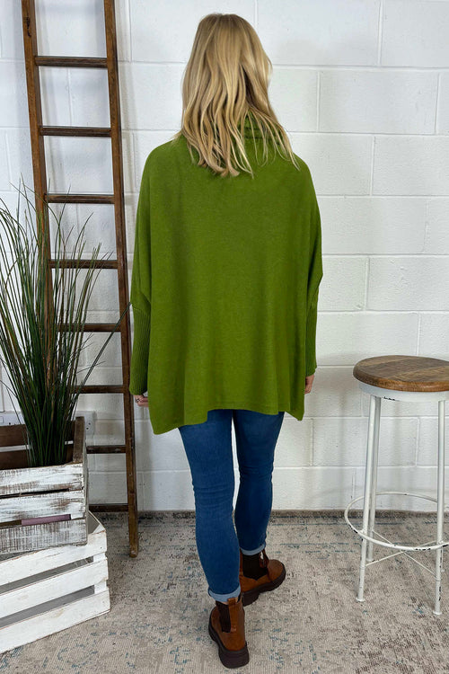 Isadora Polo Neck Knitted Jumper Green - Image 4