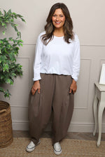 Clarinda Cotton Harem Trousers Mocha Mocha - Clarinda Cotton Harem Trousers Mocha