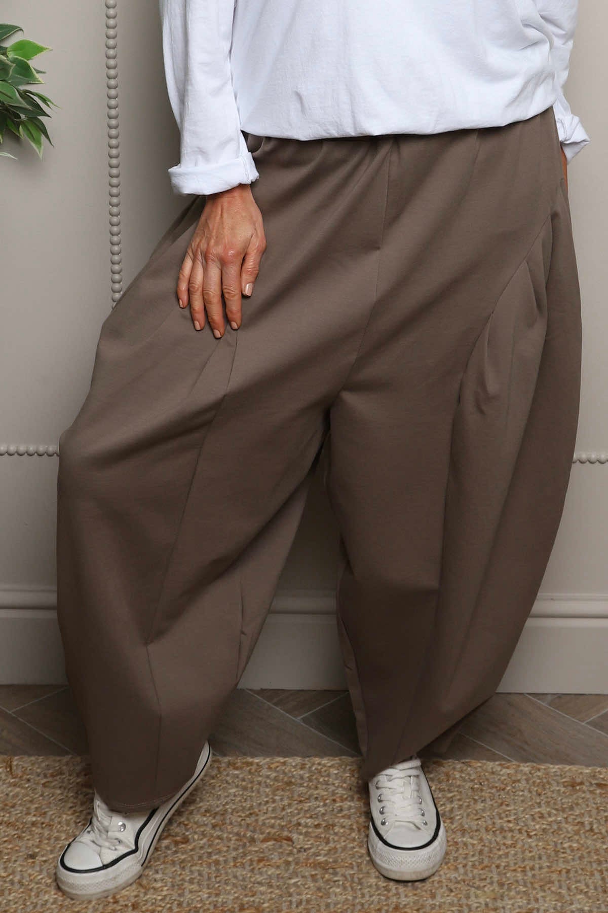 Clarinda Cotton Harem Trousers Mocha