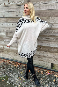 Robyn Leopard Knit Jumper Stone