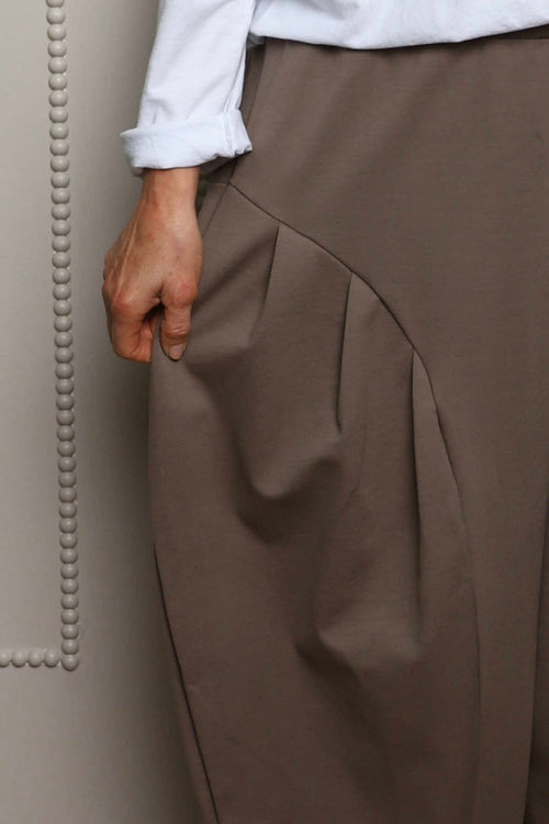 Clarinda Cotton Harem Trousers Mocha - Image 4