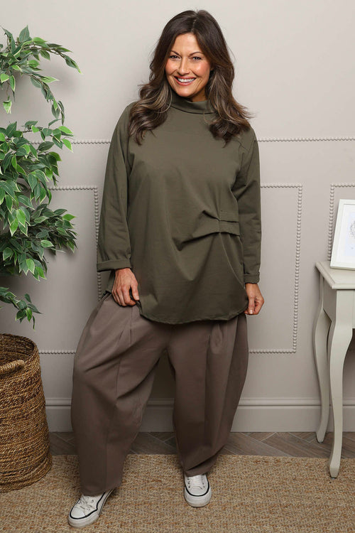 Clarinda Cotton Harem Trousers Mocha - Image 6