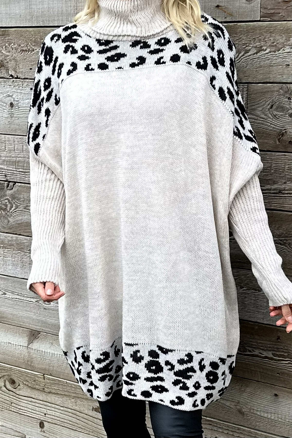 Robyn Leopard Knit Jumper Stone