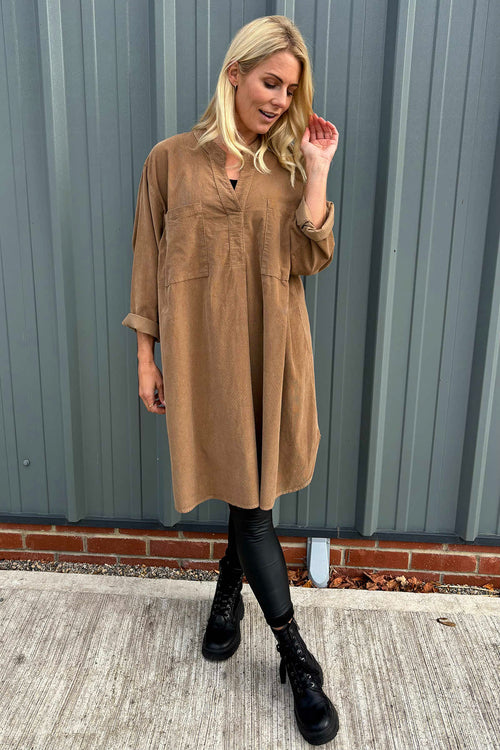 Caggia Pocket Needlecord Tunic Camel - Image 1