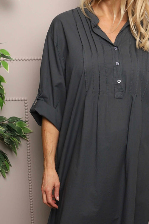 Janie Cotton Dress Charcoal - Image 3