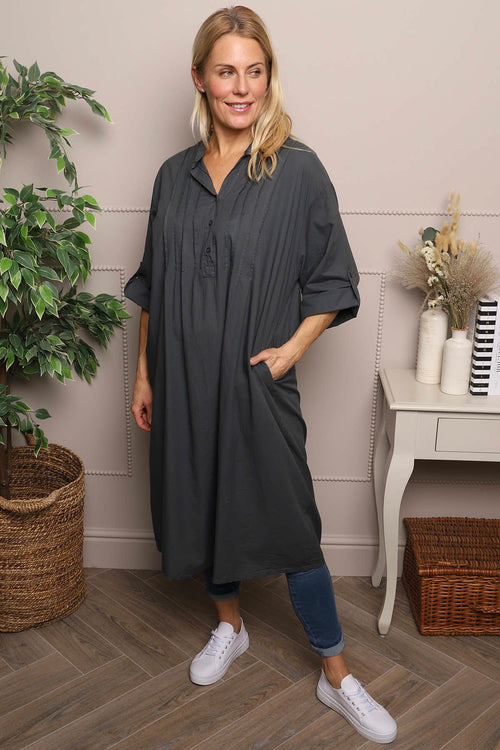 Janie Cotton Dress Charcoal - Image 2