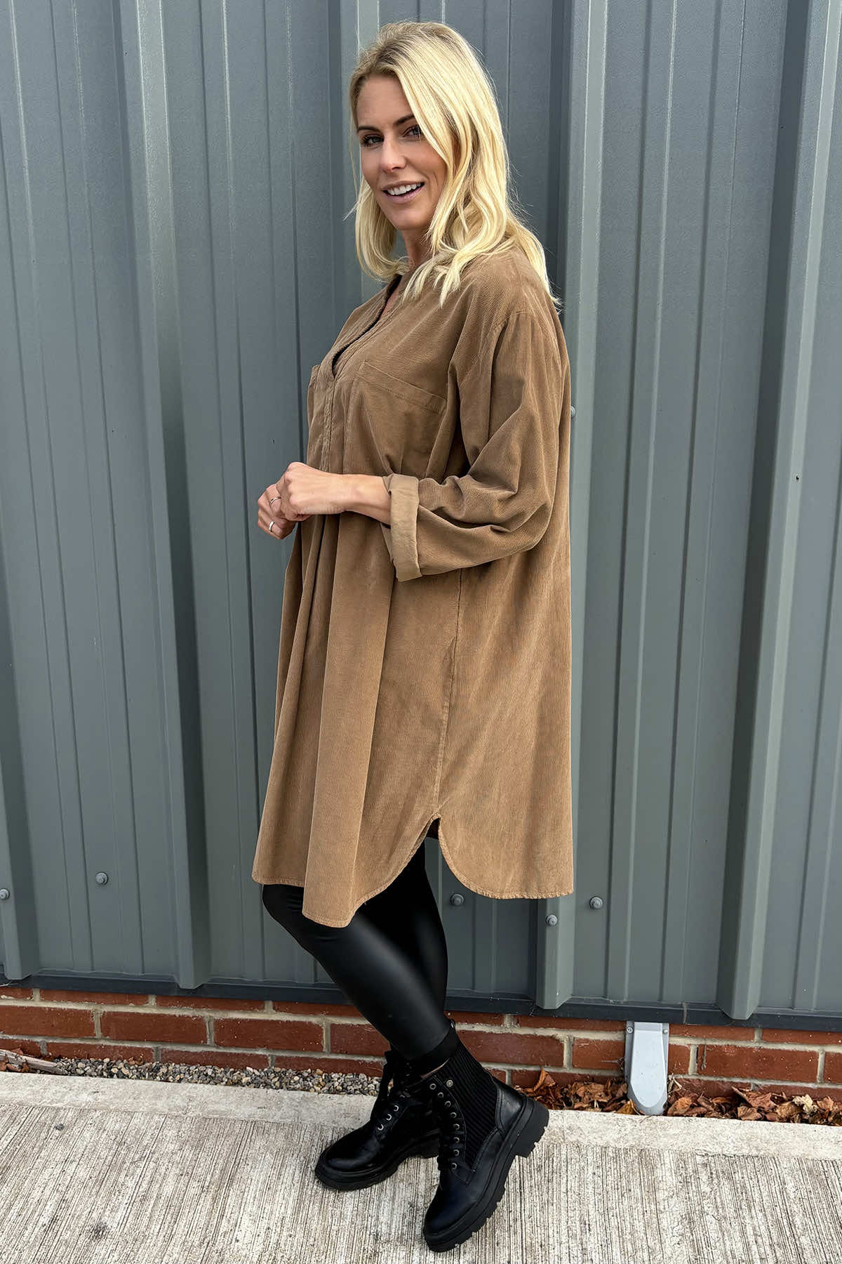 Caggia Pocket Needlecord Tunic Camel