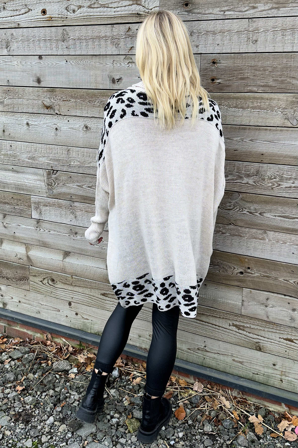 Robyn Leopard Knit Jumper Stone