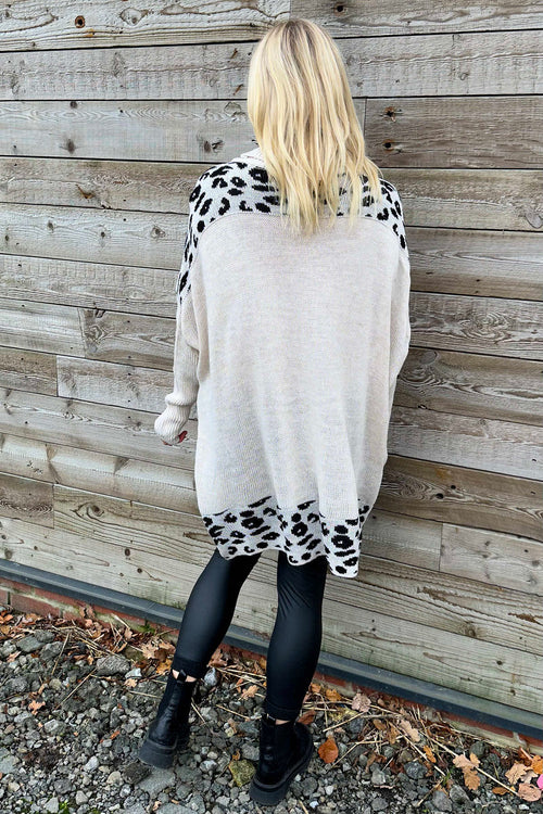 Robyn Leopard Knit Jumper Stone - Image 4