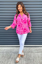 Assisi Circle Detail Cotton Top Fuchsia Fuchsia - Assisi Circle Detail Cotton Top Fuchsia