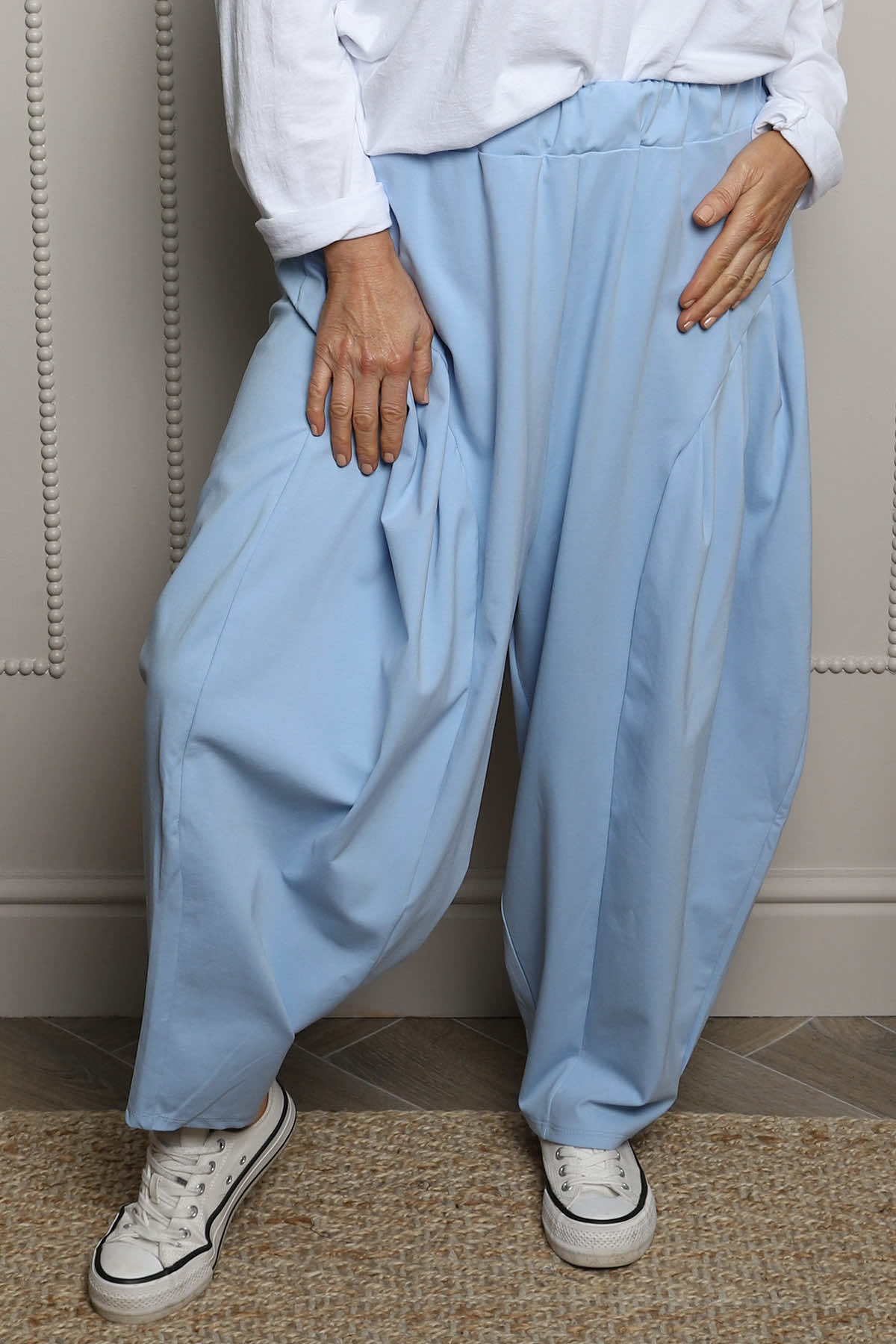 Clarinda Cotton Harem Trousers Powder Blue
