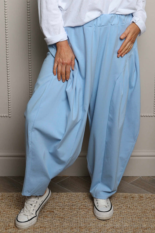 Clarinda Cotton Harem Trousers Powder Blue - Image 4