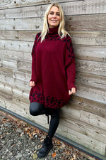 Robyn Leopard Knit Jumper Wine Wine - Robyn Leopard Knit Jumper Wine