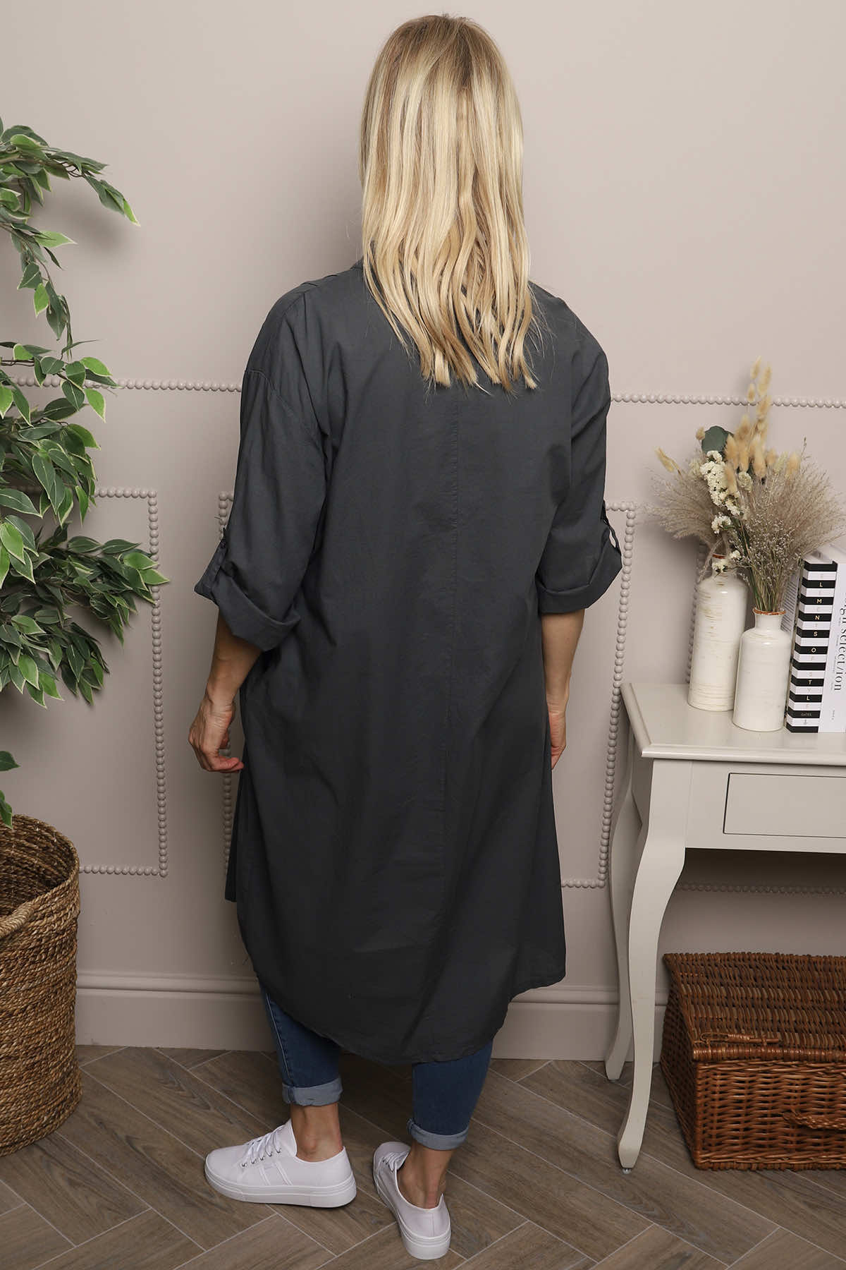 Janie Cotton Dress Charcoal