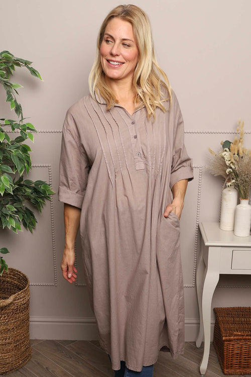 Janie Cotton Dress Mocha - Image 2